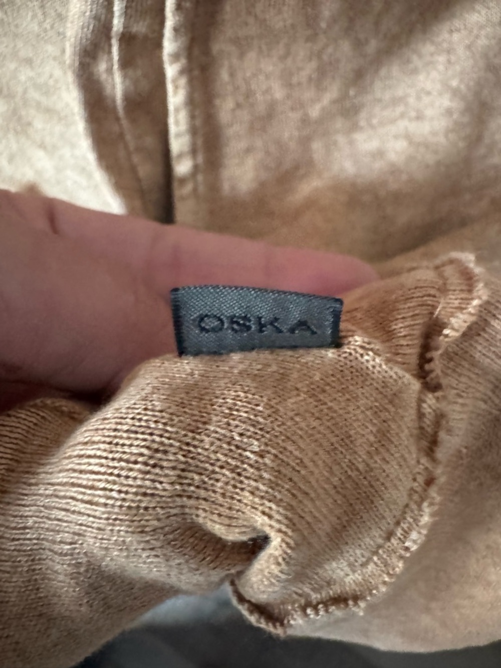 Oska Casual Striped Asymmetrical Taupe Hemp Fiber Swing Dress - Picture 5 of 9